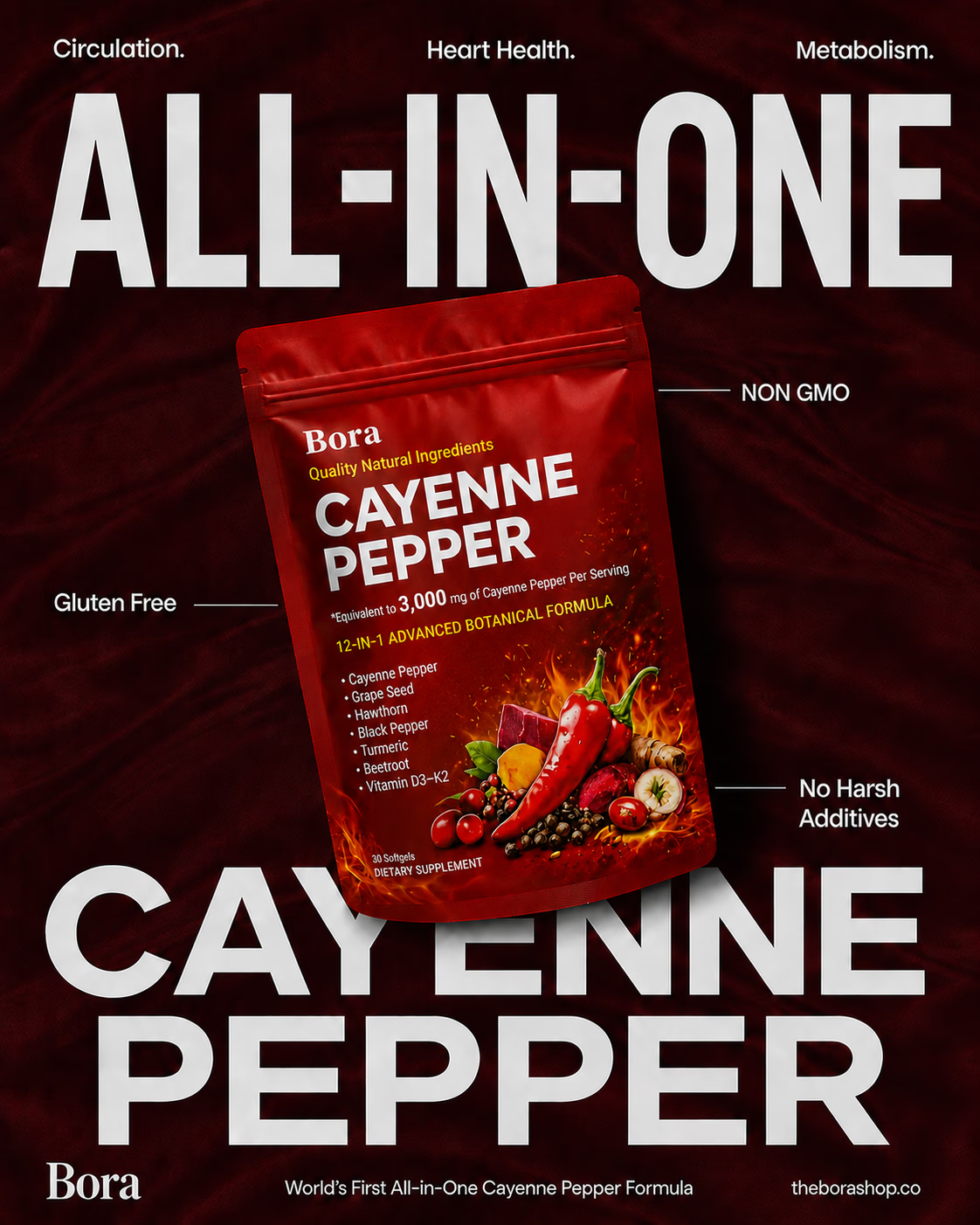 Bora Cayenne Pepper formula feature ad