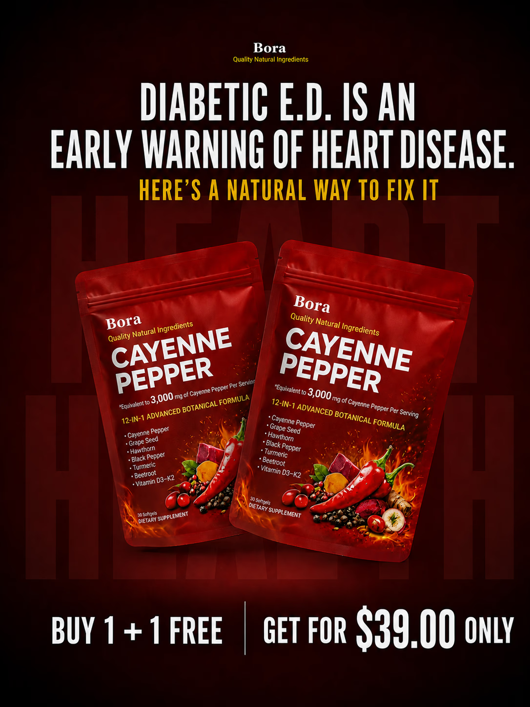 Bora Cayenne Pepper heart-health ad